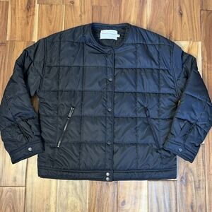 Rebecca Minkoff Puffer Jacket Womens Black Snap Front Quilted Size Large